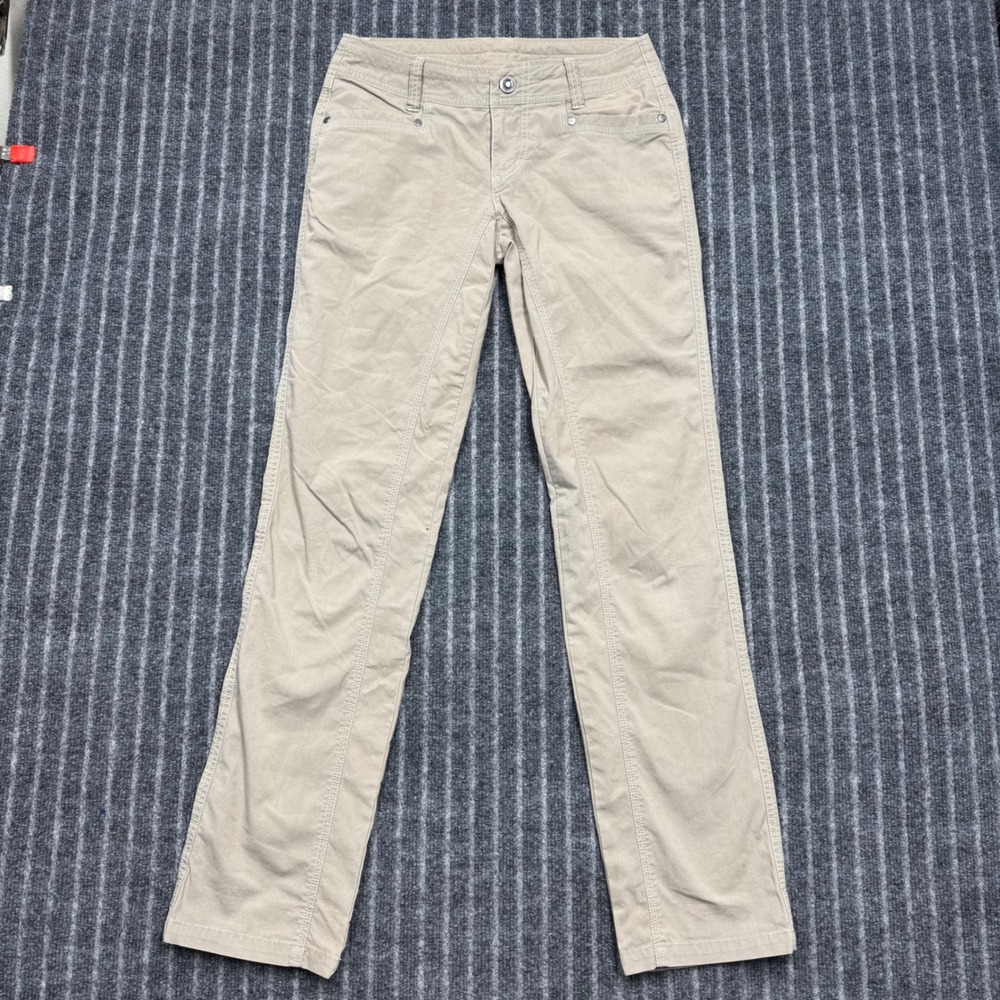 Kuhl Womens Hiking Pants Size 4 Regular Tan Khaki Cotton Blend Straight Leg